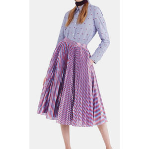 B0 Auth TANYA TAYLOR Pre-Fall 2016 Collection Metallic Pleated Skirt Size 6